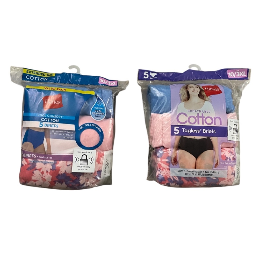 2 Pack Hanes Women’s 5 Breathable Tagless Briefs Size 3XL New with Tags